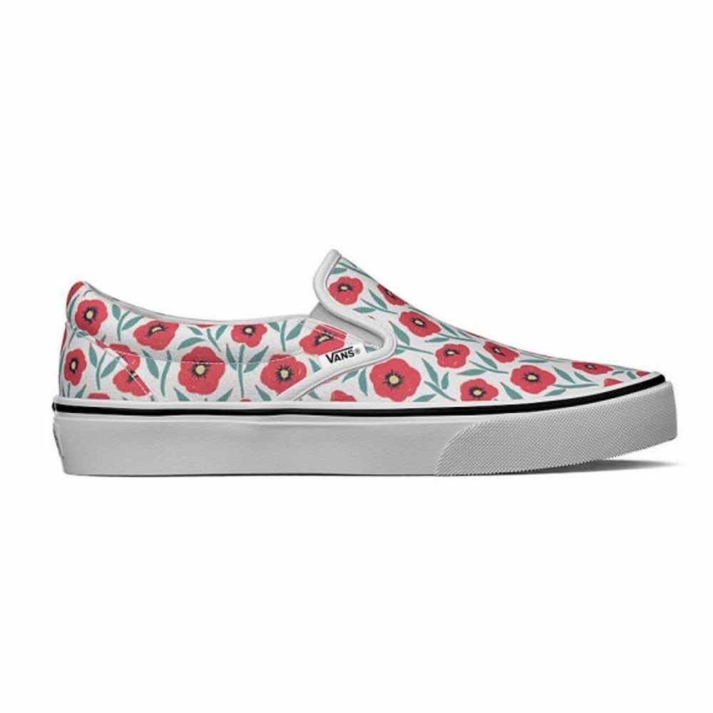VANS Classic Slip On True White Poppy Flower